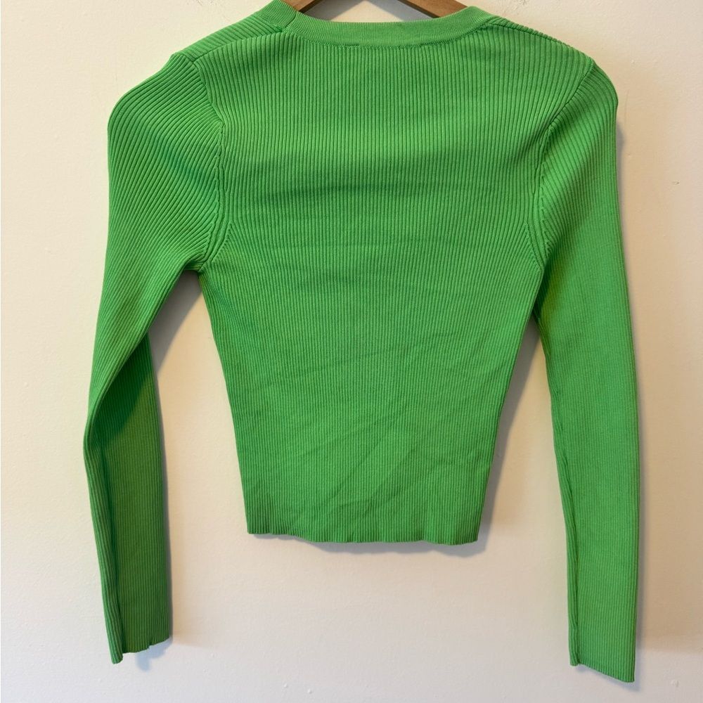 Zara Vibrant Green Button-Up Cardigan Small - Picture 2 of 5